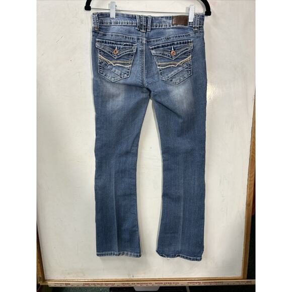 Myth Of‎ Jade Women's Blue Bootcut Medium Wash Stretch Jeans Size 6 Low Rise - Picture 7 of 14
